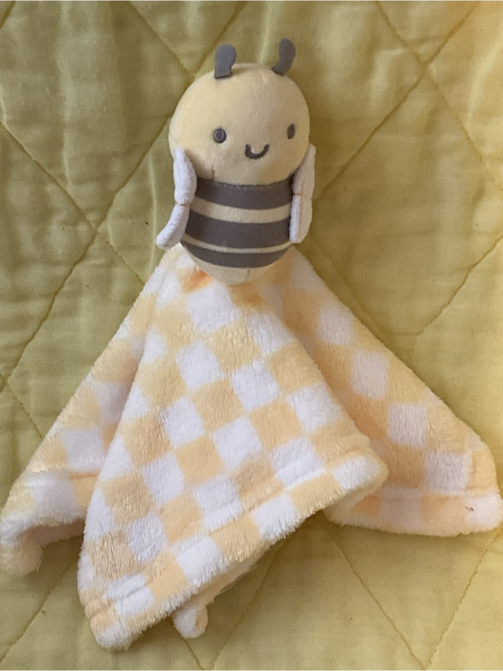 Lucky Moon Bubble Bee Plush Security Blanket - Yellow 12x12